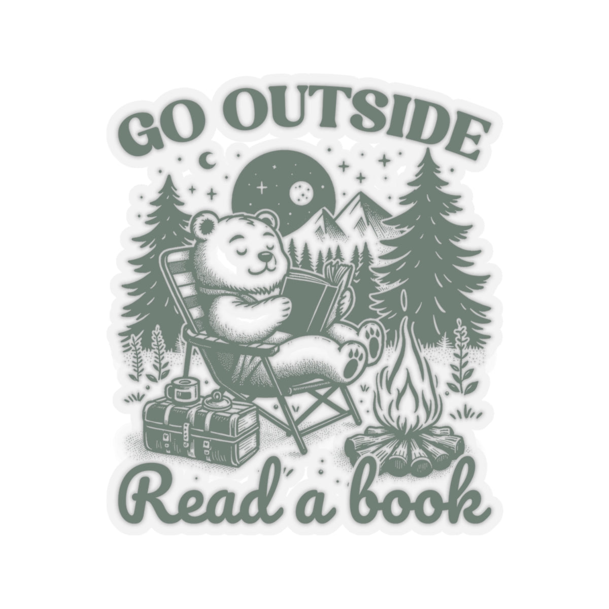 Go Outside, Read a Book Bear Sticker