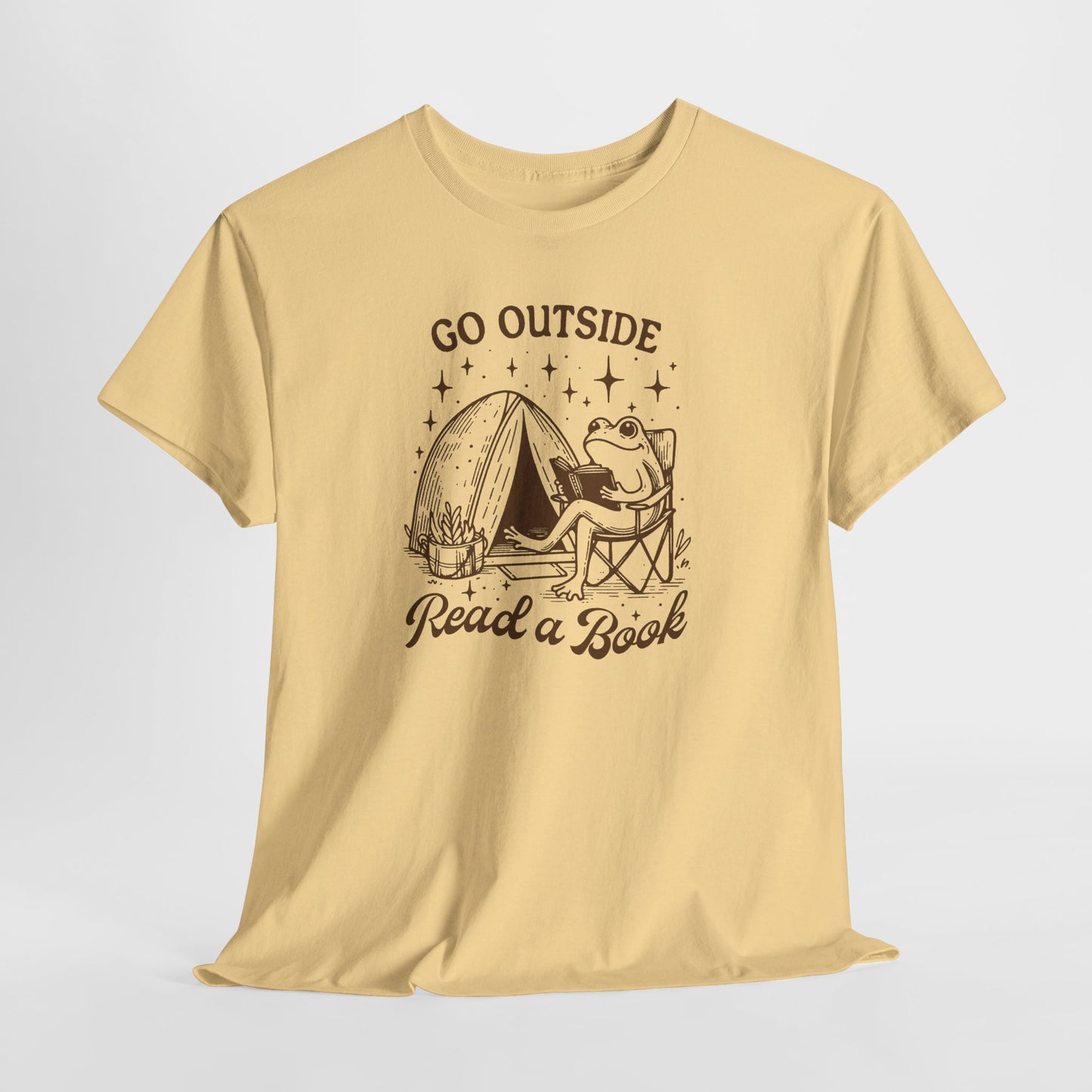 Go Outside, Read a Book Tee-Frog Bookish T-Shirt