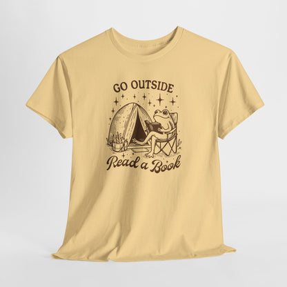 Go Outside, Read a Book Tee-Frog Bookish T-Shirt