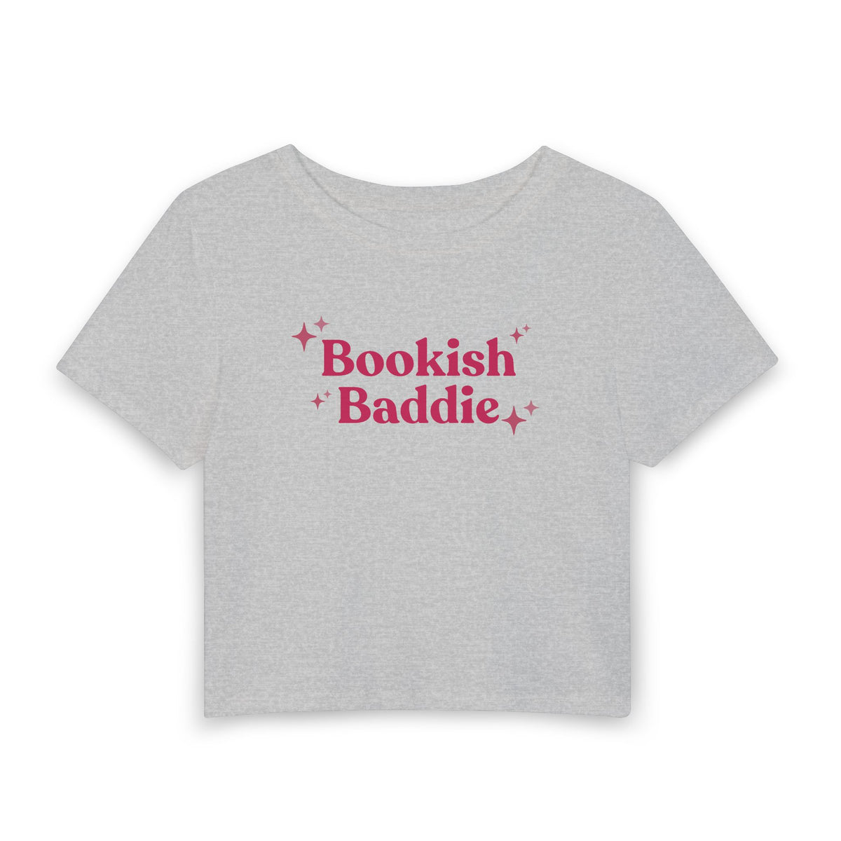 Bookish Baddie Cropped Tee-Pink