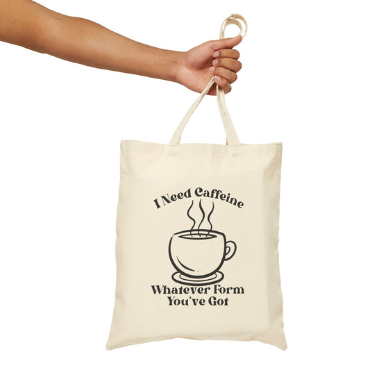 I Need Caffeine Cotton Canvas Tote Bag - Perfect Gift for Coffee Lovers