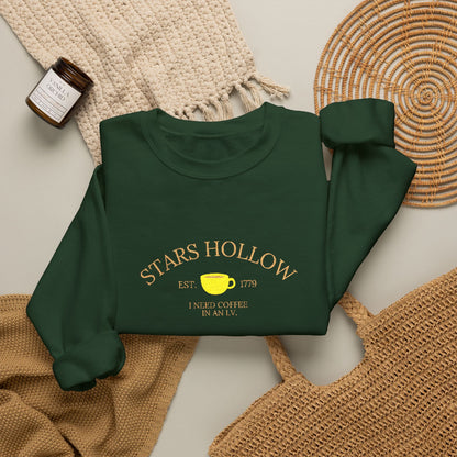 Stars Hollow Coffee Embroidered Crewneck  Sweatshirt-Gilmore Girls