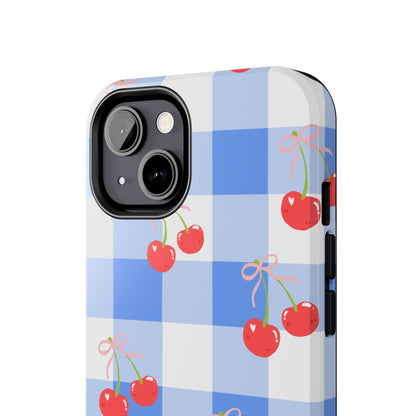 Blue Checkered Cherry Phone Case