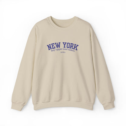 New York Upper East Side Embroidered Crewneck Sweatshirt-Blue Font