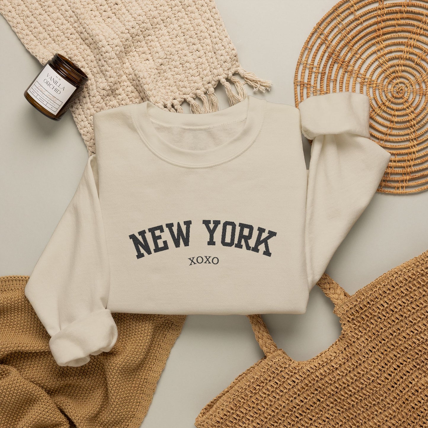 New York XOXO Embroidered Crewneck Sweatshirt-Gossip Girl