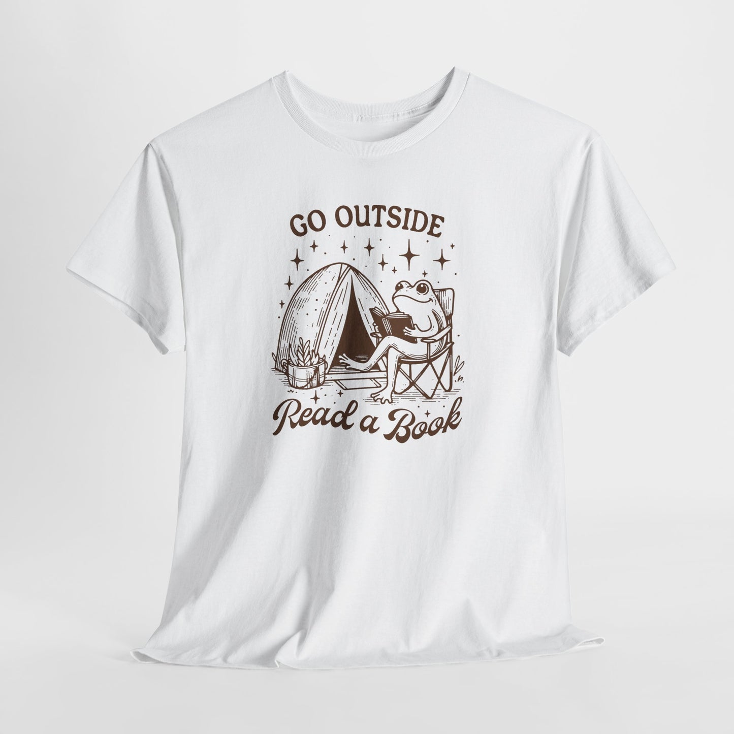 Go Outside, Read a Book Tee-Frog Bookish T-Shirt