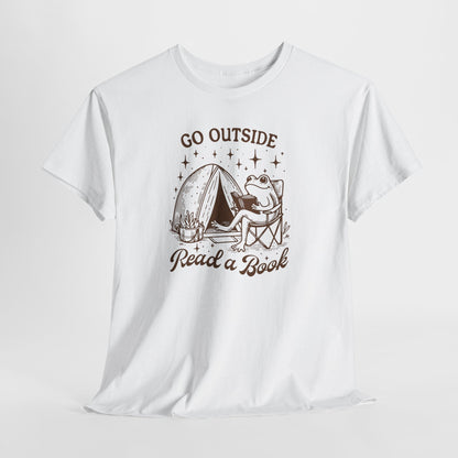 Go Outside, Read a Book Tee-Frog Bookish T-Shirt