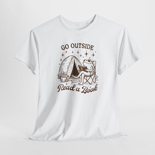 Go Outside, Read a Book Tee-Frog Bookish T-Shirt