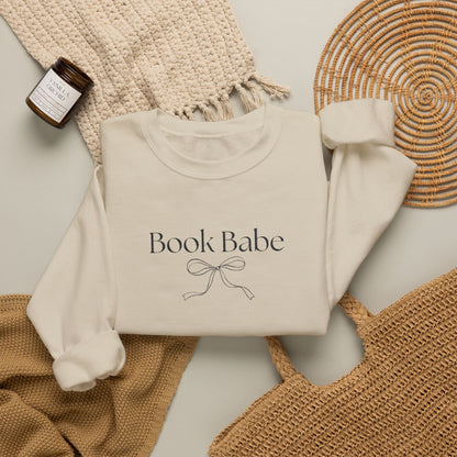 Book Babe Embroidered Crewneck Sweatshirt-Black Font