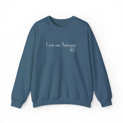 I Am an Autumn Embroidered Crewneck Sweatshirt White🍂