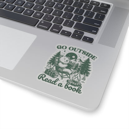 Go Outside, Read a Book Bear Sticker