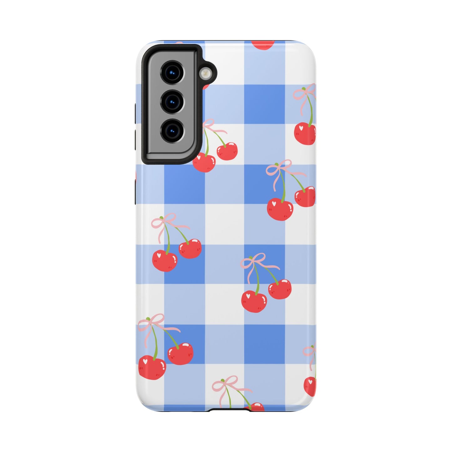 Blue Checkered Cherry Phone Case