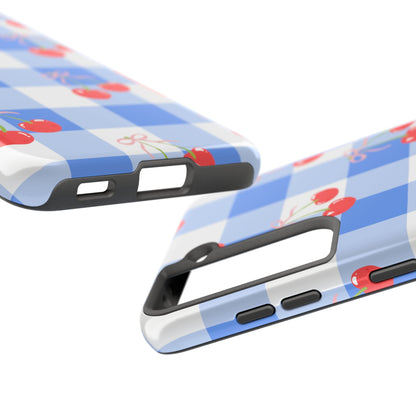 Blue Checkered Cherry Phone Case