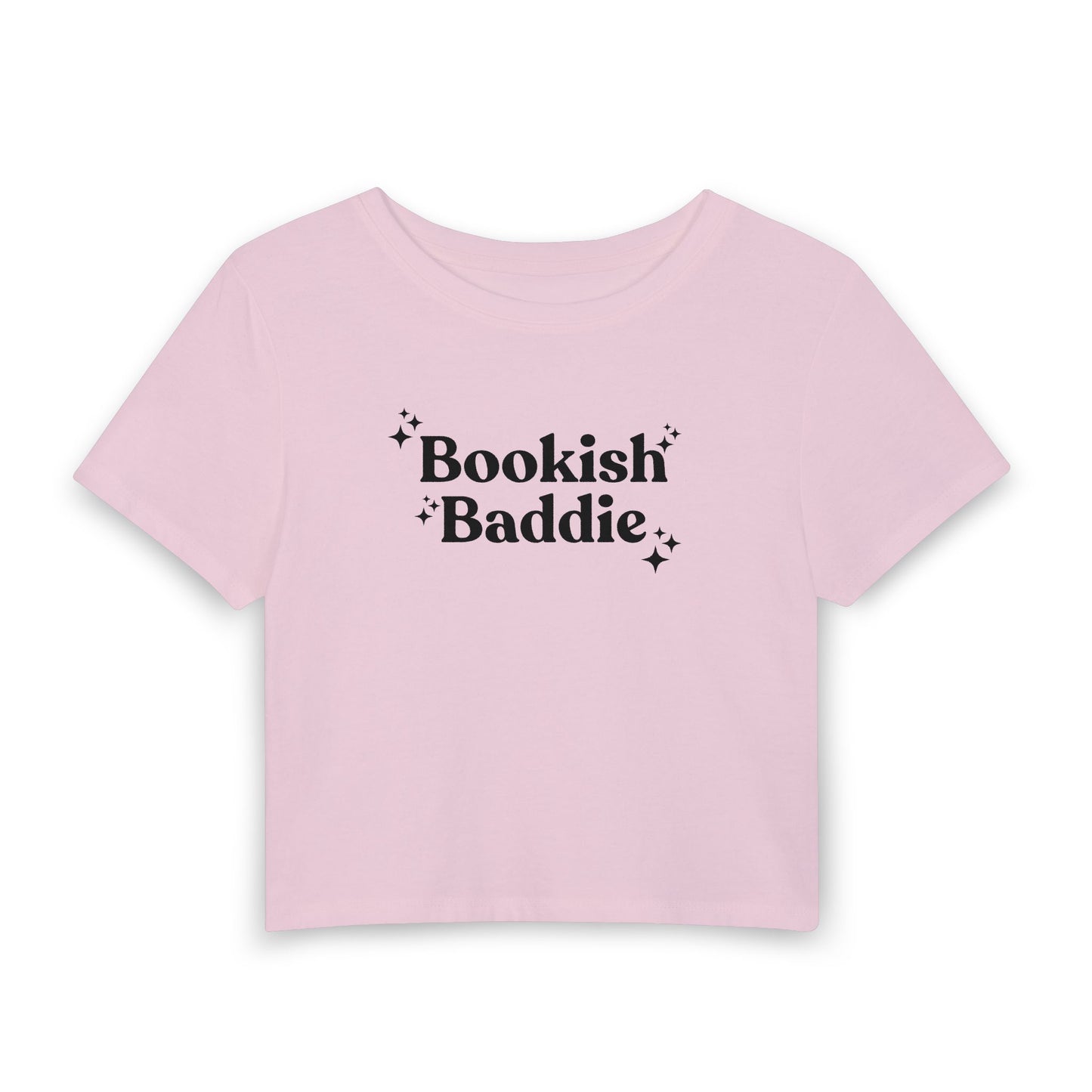 Bookish Baddie Cropped Tee-Black Font