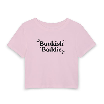 Bookish Baddie Cropped Tee-Black Font