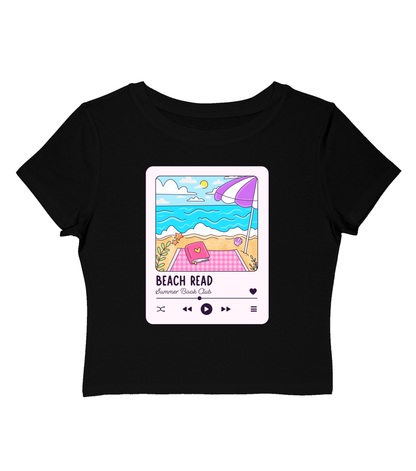 Beach Read Playlist Cropped Baby Tee-Pink Design