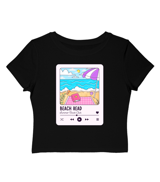 Beach Read Playlist Cropped Baby Tee-Pink Design
