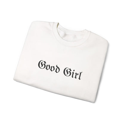 Good Girl Embroidered Crewneck Sweatshirt-Black Font