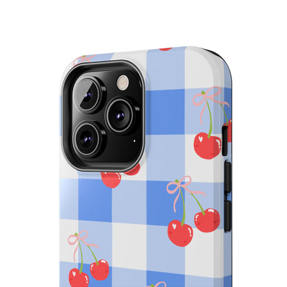 Blue Checkered Cherry Phone Case