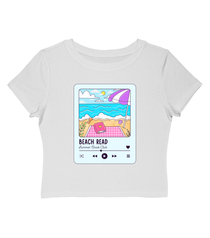 Beach Read Playlist Cropped Baby Tee-Blue Design