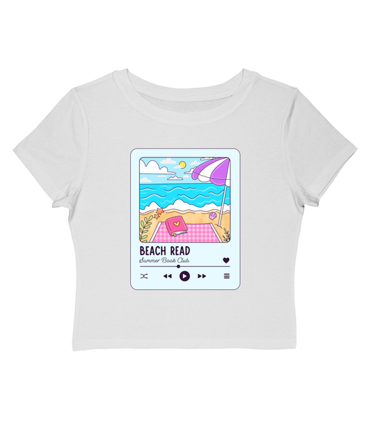 Beach Read Playlist Cropped Baby Tee-Blue Design