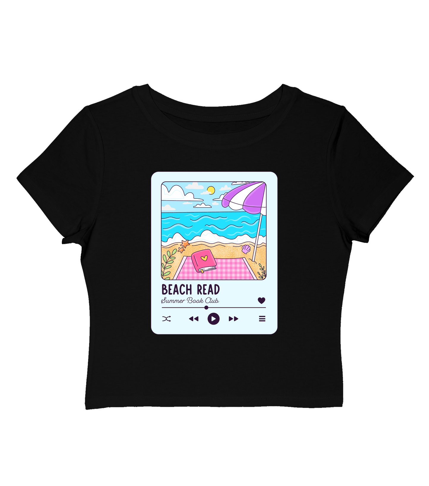 Beach Read Playlist Cropped Baby Tee-Blue Design