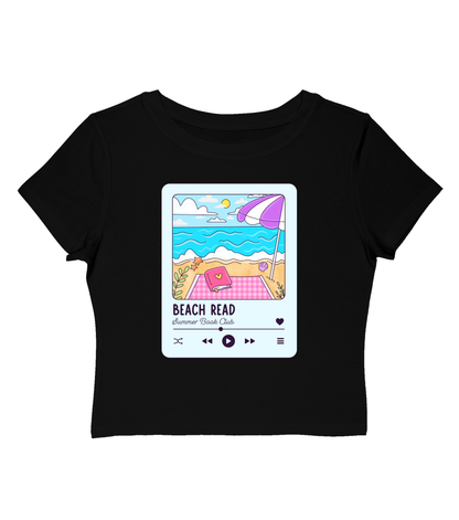 Beach Read Playlist Cropped Baby Tee-Blue Design