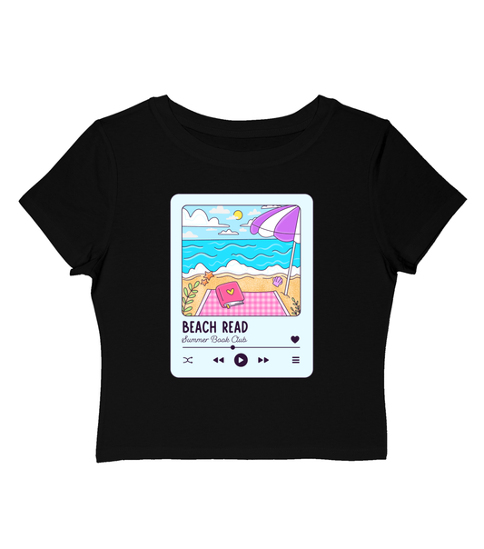 Beach Read Playlist Cropped Baby Tee-Blue Design