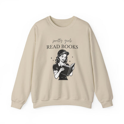 Pretty Girls Read Books Vintage Reader Crewneck Sweatshirt