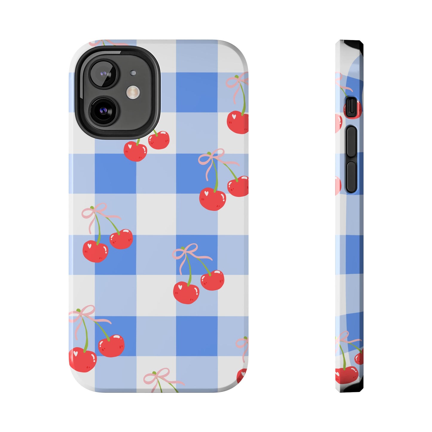Blue Checkered Cherry Phone Case