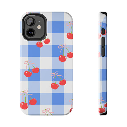Blue Checkered Cherry Phone Case