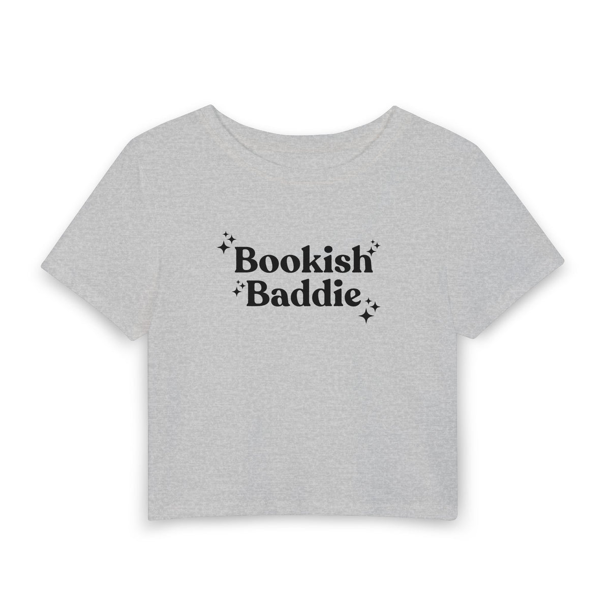 Bookish Baddie Cropped Tee-Black Font