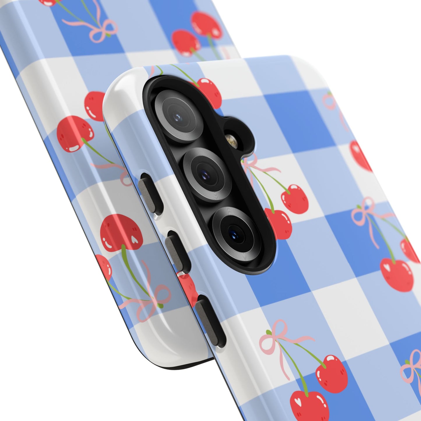Blue Checkered Cherry Phone Case