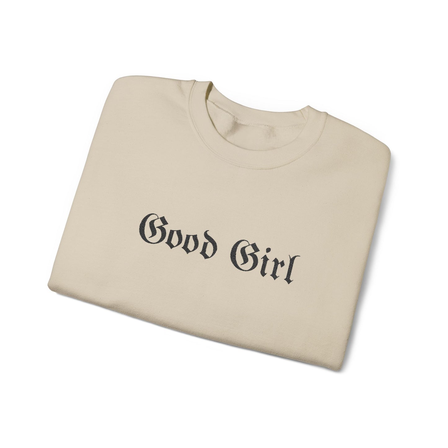 Good Girl Embroidered Crewneck Sweatshirt-Black Font