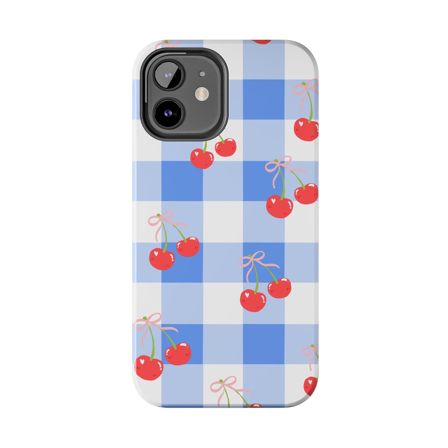 Blue Checkered Cherry Phone Case