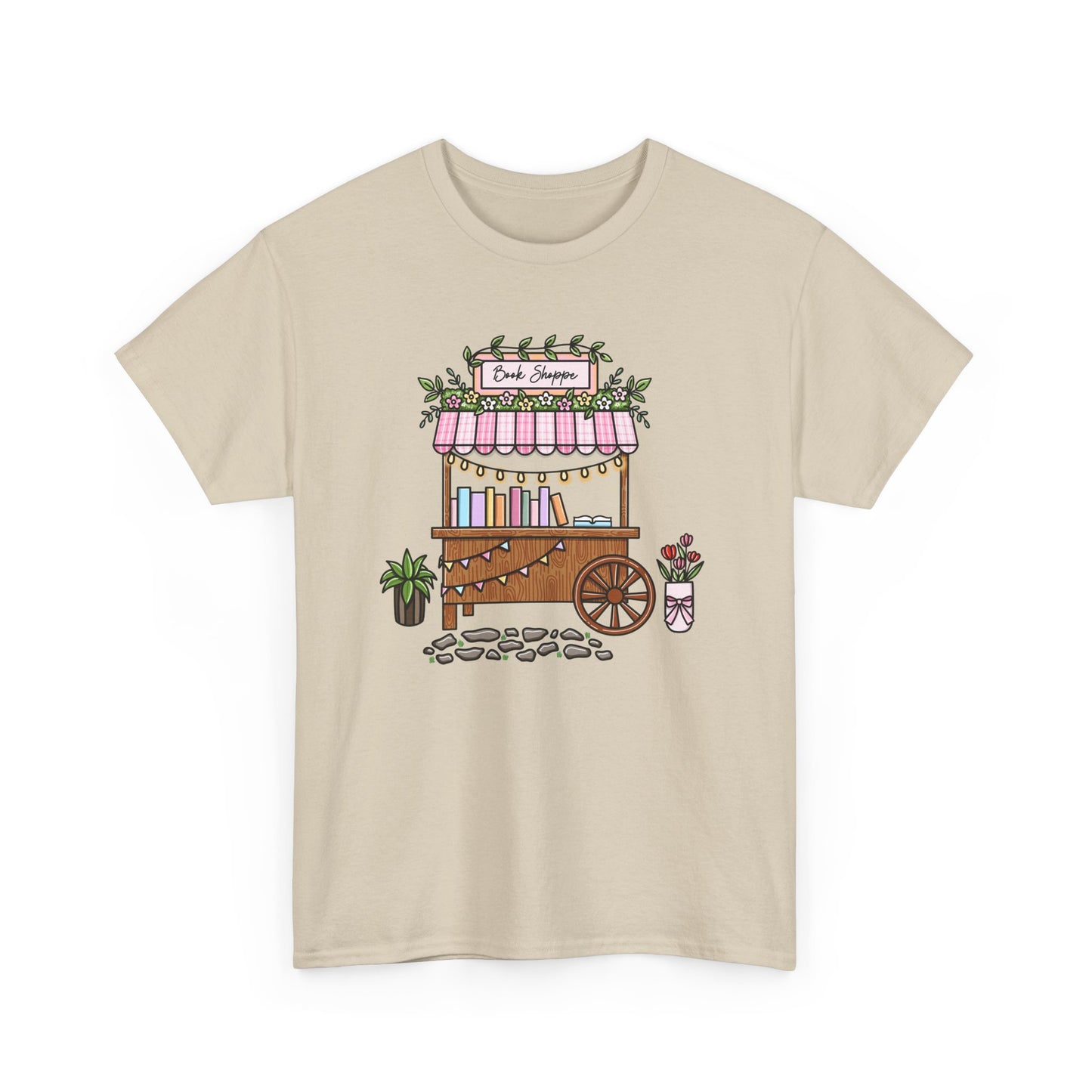 Pastel Book Shoppe Tee — Cute Floral Market Vendor Graphic T-Shirt