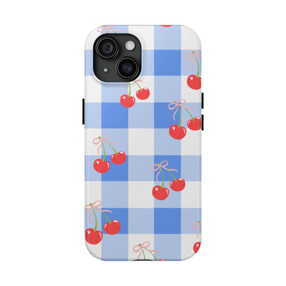 Blue Checkered Cherry Phone Case