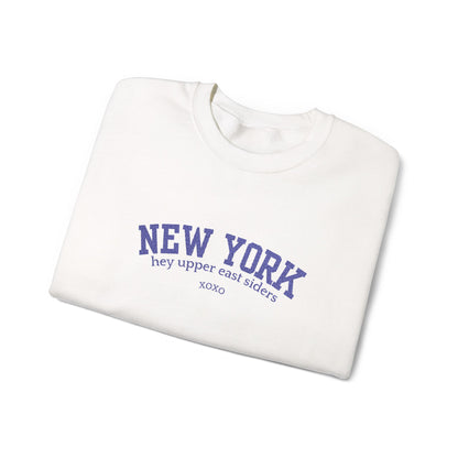 New York Upper East Side Embroidered Crewneck Sweatshirt-Blue Font