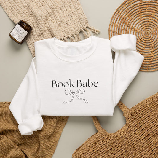 Book Babe Embroidered Crewneck Sweatshirt-Black Font
