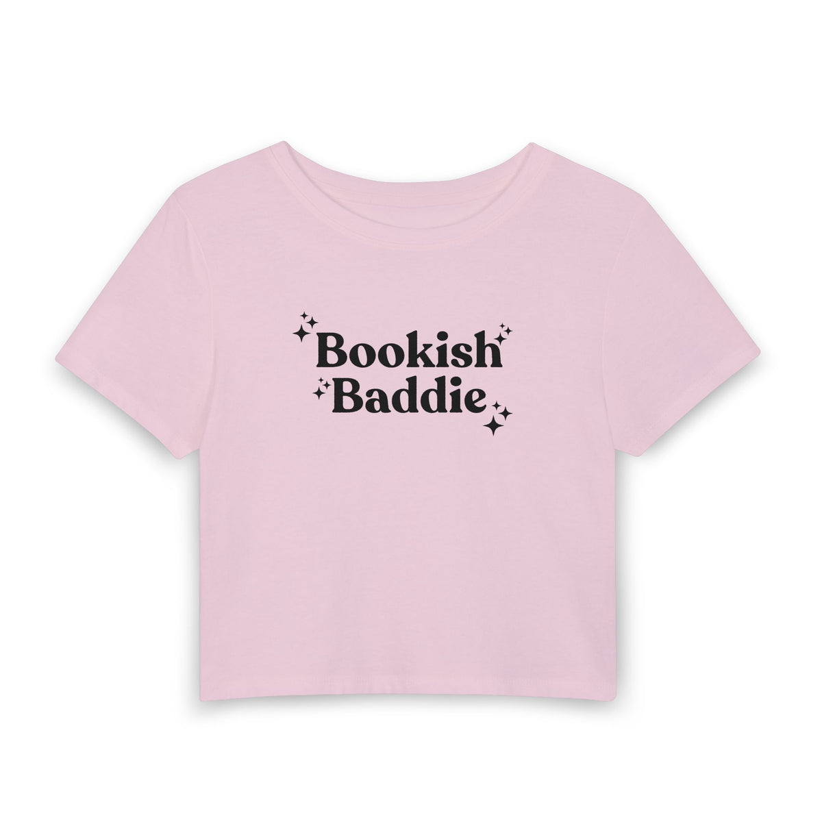 Bookish Baddie Cropped Tee-Black Font