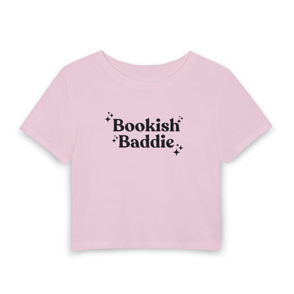 Bookish Baddie Cropped Tee-Black Font