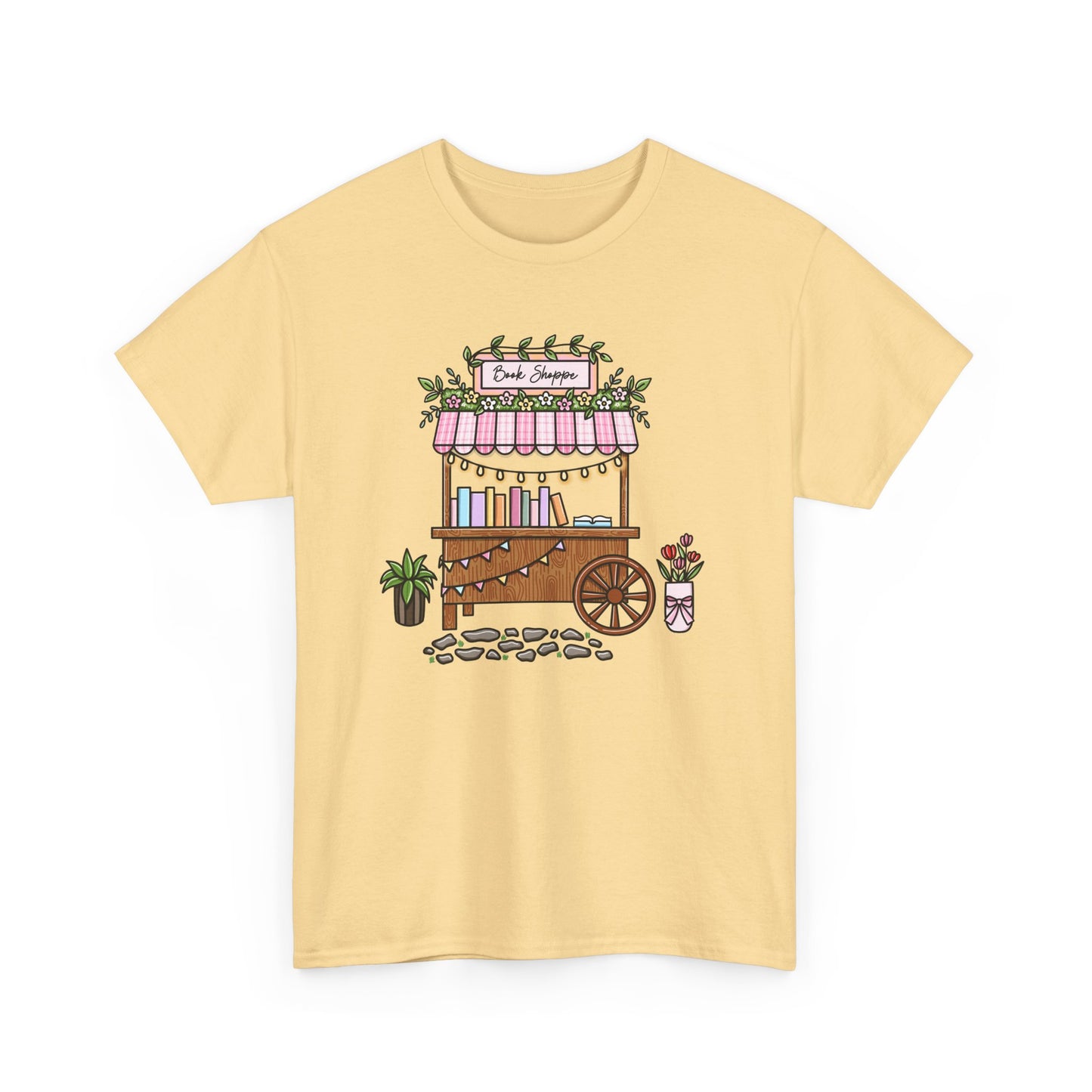 Pastel Book Shoppe Tee — Cute Floral Market Vendor Graphic T-Shirt