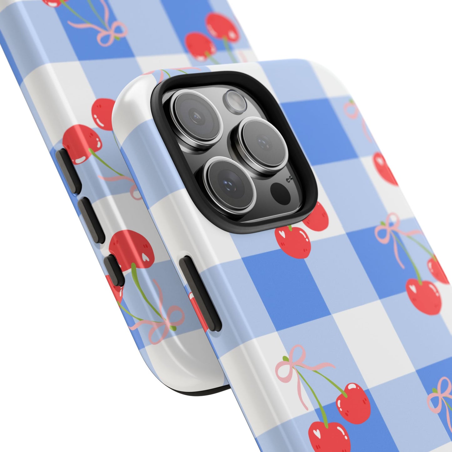 Blue Checkered Cherry Phone Case