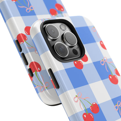 Blue Checkered Cherry Phone Case