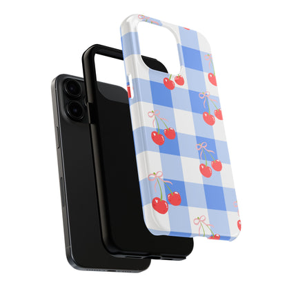 Blue Checkered Cherry Phone Case