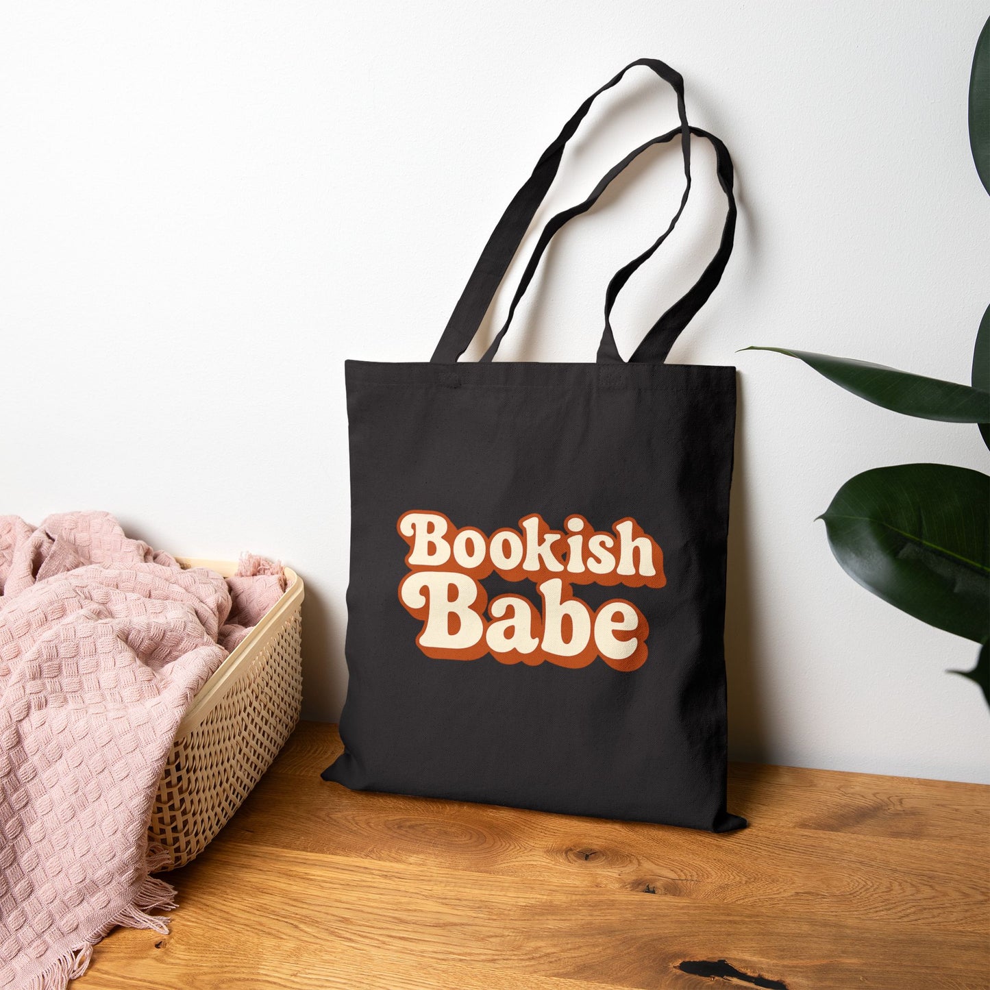 Bookish Babe Canvas Tote Bag — Retro Typography Book Lover Gift