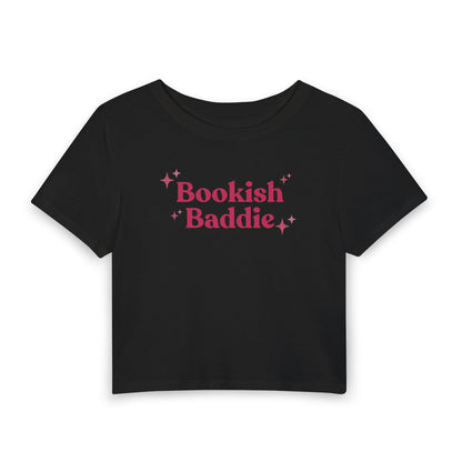 Bookish Baddie Cropped Tee-Pink