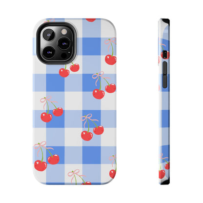 Blue Checkered Cherry Phone Case