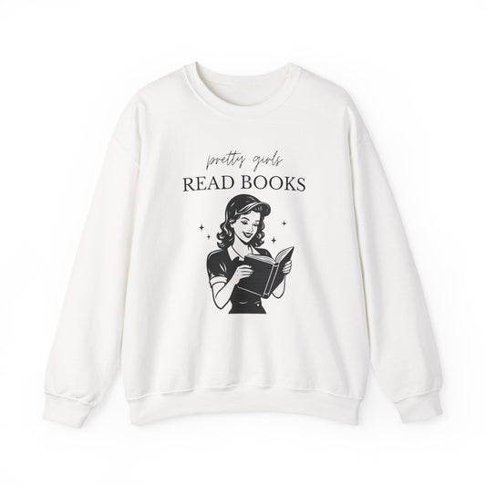 Pretty Girls Read Books Vintage Reader Crewneck Sweatshirt