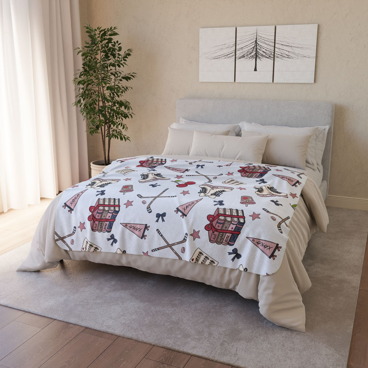 Hockey Romance Reader Sherpa Fleece Blanket